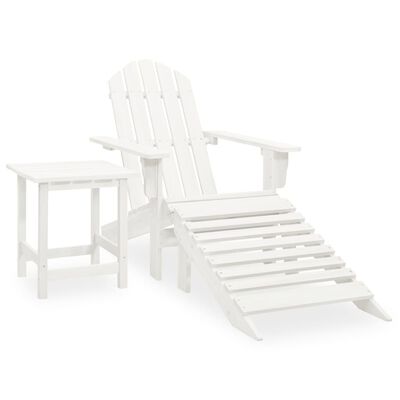 vidaXL dārza krēsls ar kāju balstu un galdiņu, egles koks, balts