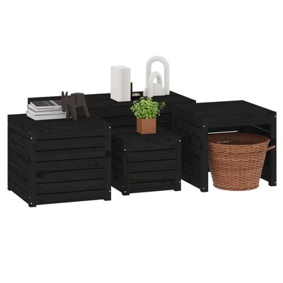 vidaXL dārza kastes, 4 gab., melnas, priedes masīvkoks