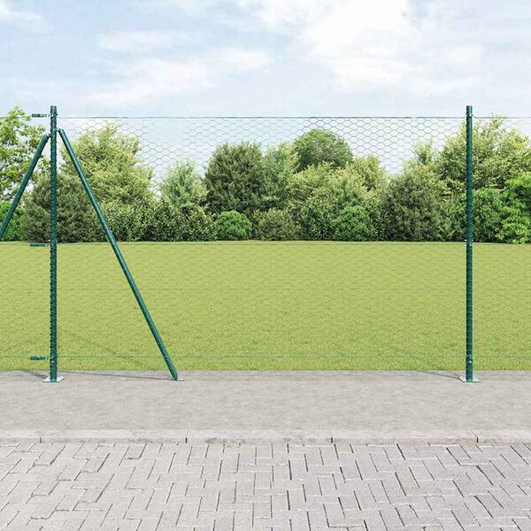 vidaXL Žoga āķis Zaļa 50 x 1,4 m (36 mm siets) Tērauds un PVC