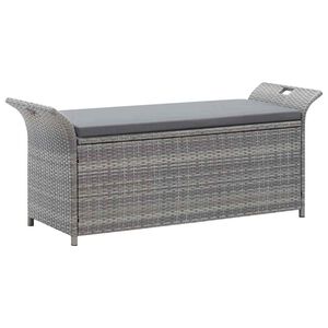 vidaXL uzglabā&scaron;anas sols ar matraci, pelēks, 138 cm, PE rotangpalma