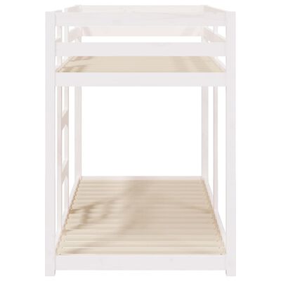 vidaXL divstāvu gulta, balta, 75x190 cm, priedes masīvkoks