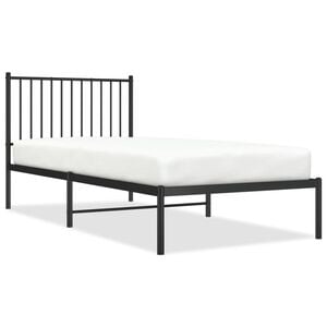 vidaXL gultas rāmis ar galvgali, melns metāls, 90x200 cm