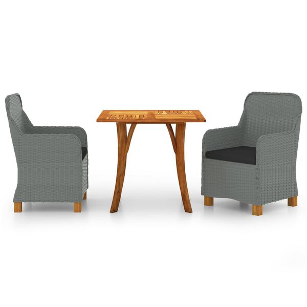 vidaXL 3-daļīgs dārza mēbeļu komplekts, gai&scaron;i pelēks