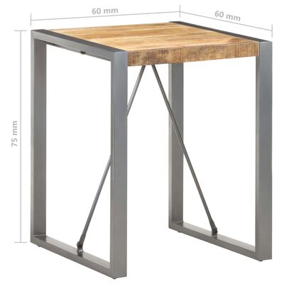 vidaXL virtuves galds, 60x60x75 cm, neapstrādāts mango masīvkoks