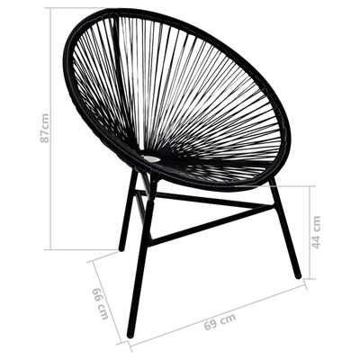 vidaXL dārza krēsls, PE rotangpalma, melns, apaļš
