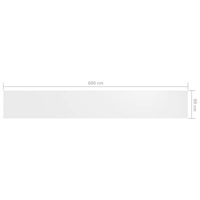 vidaXL balkona aizslietnis, 90x600 cm, balts audums