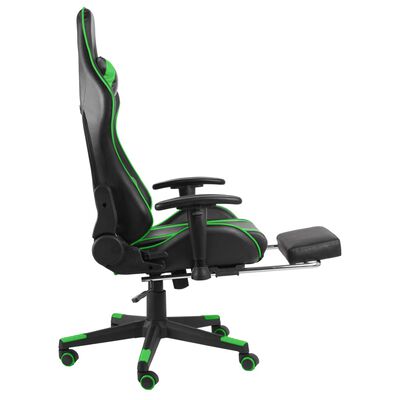 vidaXL datorspēļu krēsls ar kāju balstu, grozāms, zaļš, PVC