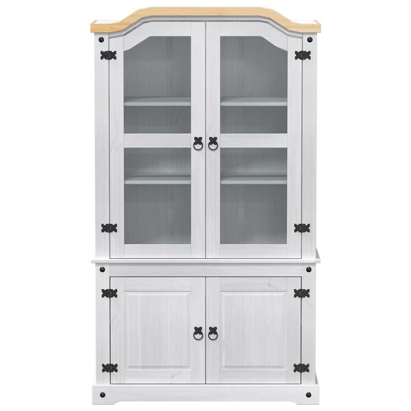 vidaXL Izstādes skapis Balts 103.5 x 42 x 180 cm Ciets priedes koks