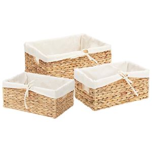 vidaXL Glabā&scaron;anas grozi 3 pcs Dabiska 40 x 30 x 18 cm Ūdens hiacintes