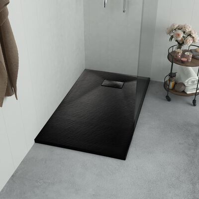 vidaXL dušas pamatne, 100x80 cm, SMC, melna