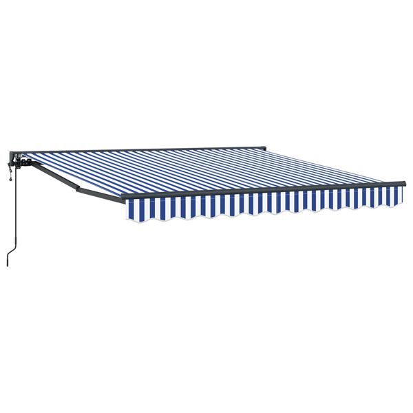 vidaXL Izvelkams jumtiņ&scaron; Zila un balta 350 x 250 cm