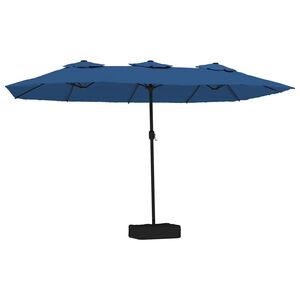 vidaXL saulessargs ar 2 jumtiņiem un LED, zils, 449x265 cm