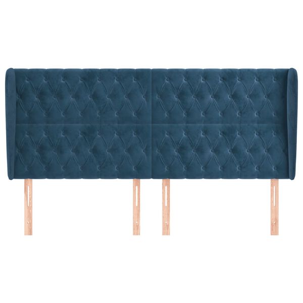 vidaXL galvgalis ar malām, 183x23x118/128 cm, tum&scaron;i zils samts