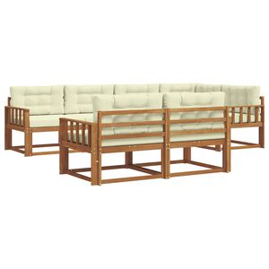 vidaXL Āra dīvānu komplekts ar spilvenu 7 pcs Dabisks un krējuma