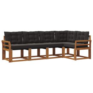 vidaXL Āra dīvānu komplekts ar spilvenu 5 pcs Dabīgs un melns