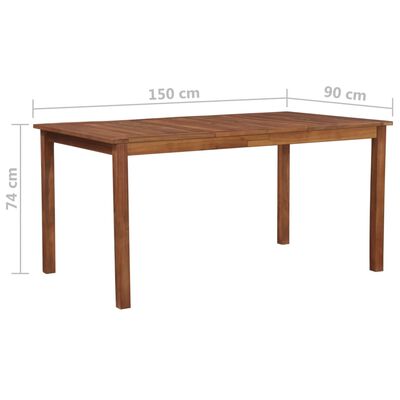 vidaXL dārza galds, 150x90x74 cm, akācijas masīvkoks