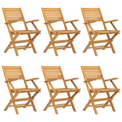 vidaXL saliekami dārza krēsli, 6 gab., 55x62x90 cm, masīvs tīkkoks