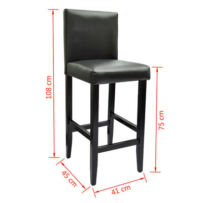 vidaXL bāra krēsli, 4 gab., melna mākslīgā āda