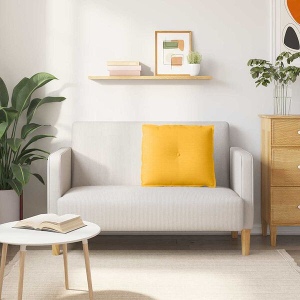 vidaXL Atpakaļ spilvens Gai&scaron;i dzeltena 60 x 50 cm Korduroja audums