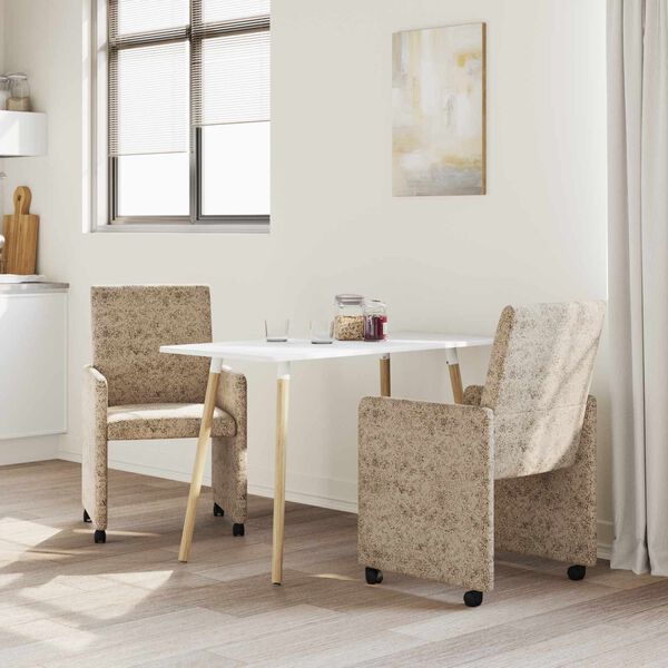 vidaXL Ēdamgalda krēsli ar ritenī&scaron;iem ar riteņiem 2 pcs Gai&scaron;i pelēka