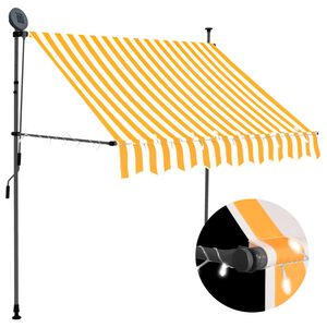 vidaXL izvelkama markīze, manuāla, ar LED, 100 cm, balta un oranža
