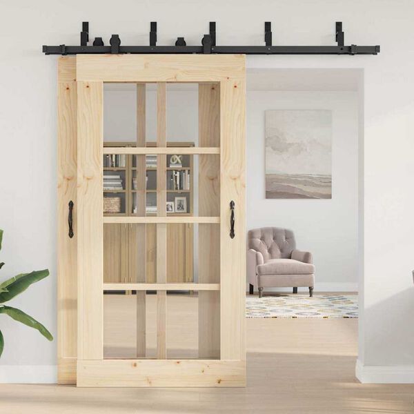 vidaXL bīdāmo durvju sistēma, 213,5 cm, melns tērauds