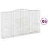 vidaXL arkveida gabiona grozi, 6 gb., 400x50x220/240cm, cinkota dzelzs