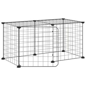 vidaXL 8 paneļu mājdzīvnieku būris ar durvīm, melns, 70x35x35 cm, tērauds