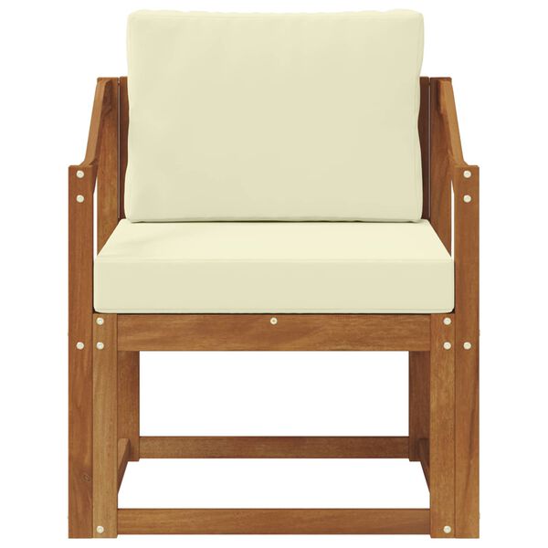 vidaXL Āra dīvāns Cieta akācijas koks un poliesters Dabiska