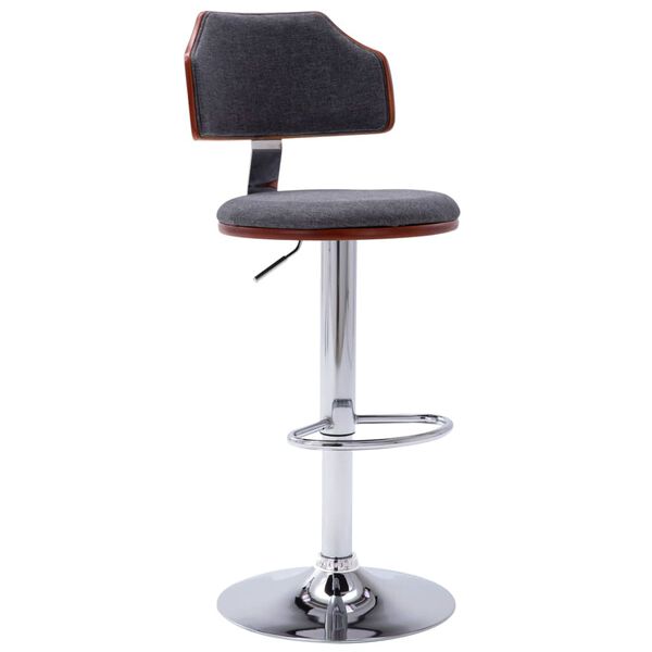 vidaXL bāra krēsli, 2 gab., izliekts koks, tum&scaron;i pelēks audums