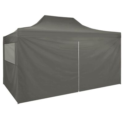 vidaXL saliekama telts ar 4 sānu sienām, antracītpelēka, 3x4,5 m