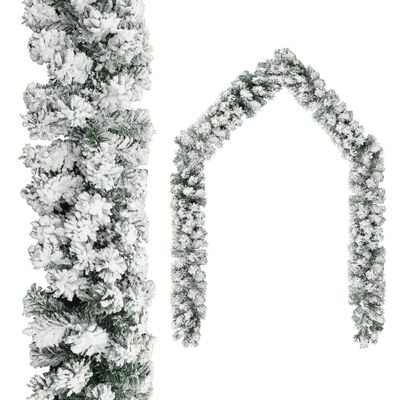 vidaXL Ziemassvētku vītne ar sniegu, zaļa, 10 m, PVC