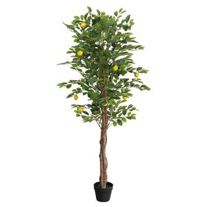 vidaXL mākslīgais citronkoks ar 3 stumbriem, 180 cm, zaļ&scaron;, PP