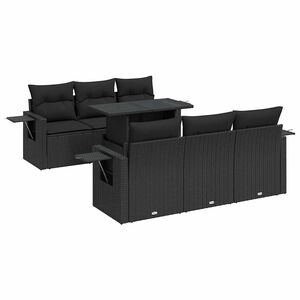 vidaXL 7-daļīgs dārza dīvāna komplekts ar matračiem, melna PE