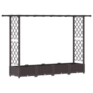 vidaXL Pacelta gulta ar treliem un jumtu Brūna 203 x 40 x 121 cm PP
