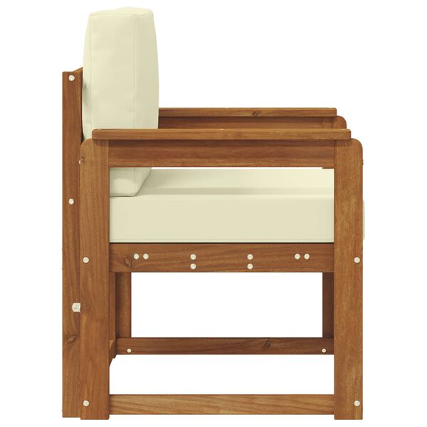 vidaXL Āra dīvāns Cieta akācijas koks un poliesters Dabiska