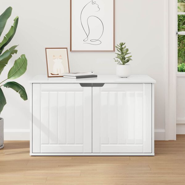 vidaXL Kaķu māja Spīdīga Balta 85 x 55 x 50,5 cm Inženierijas koks