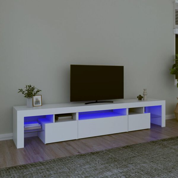 vidaXL TV skapītis ar LED apgaismojumu, balts, 215x36,5x40 cm