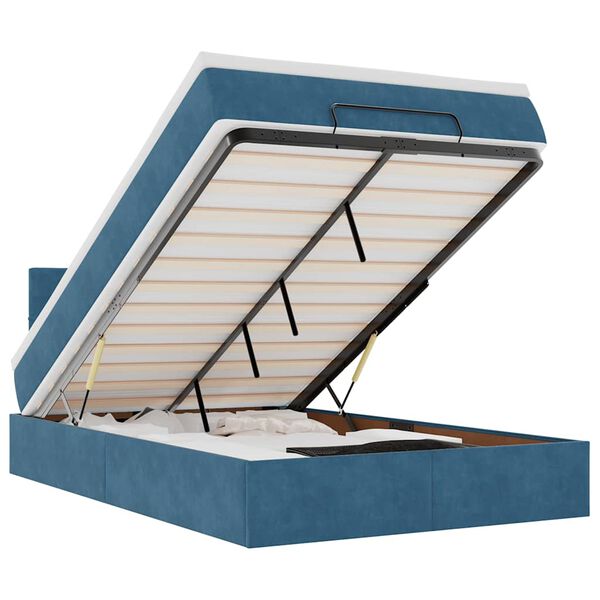 vidaXL Osmaņu gulta ar matraci&LEDs, tum&scaron;i zils, 120x190 cm, samts