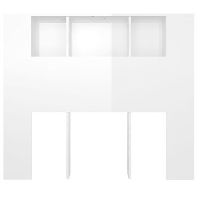 vidaXL gultas galvgalis ar plauktu, spīdīgi balts, 120x18,5x102,5 cm