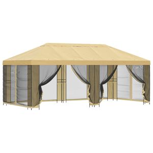 vidaXL Dārza paviljons ar sānu sienām 6 x 3 m Krēmkrāsa