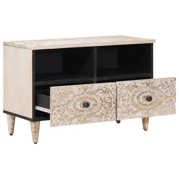 vidaXL Televizora skapī&scaron;a Balts 70 x 33,5 x 46 cm Cieta mango koksne