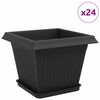 vidaXL Augu podi 24 pcs Melna 28,5 x 28,5 x 22 cm Plastmasa