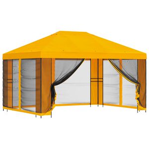 vidaXL Dārza paviljons ar sānu sienām 4 &times; 3 m Dzeltena