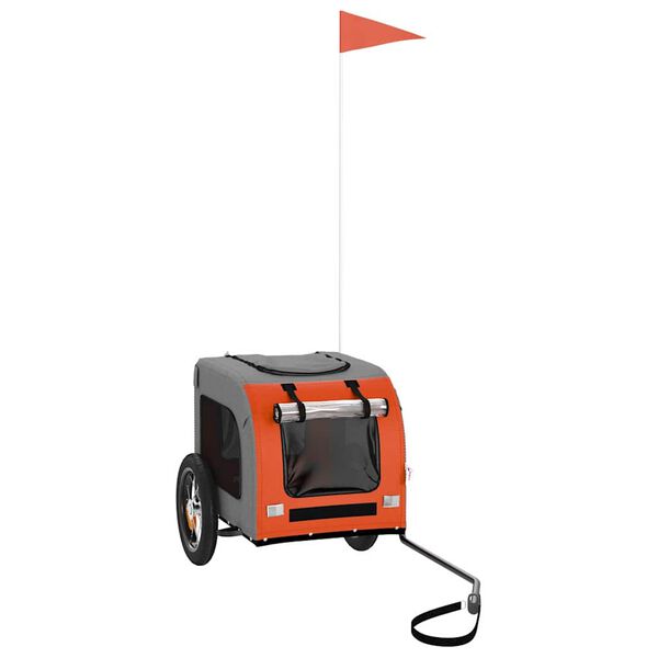 vidaXL Velosipēda piekabe mājdzīvniekiem Oranža un pelēka