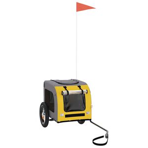 vidaXL mājdzīvnieku velo piekabe, dzeltena ar pelēku, audums, dzelzs