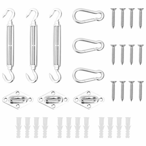 vidaXL 9-daļīgs saulessarga stiprinājumu komplekts, nerūsējo&scaron;s tērauds