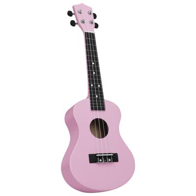 vidaXL soprāna bērnu ukulele ar somu, rozā, 23"