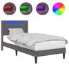 vidaXL Gultas rāmis ar LED sloksnēm Pelēka 90 x 190 cm Mākslīgā āda