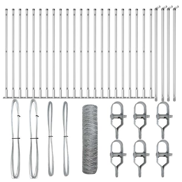 vidaXL Žoga āķis Sudraba 50 x 0,8 m (36 mm siets) Tērauds